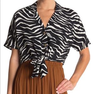 TOPSHOP crop top zebra print blouse sz 8